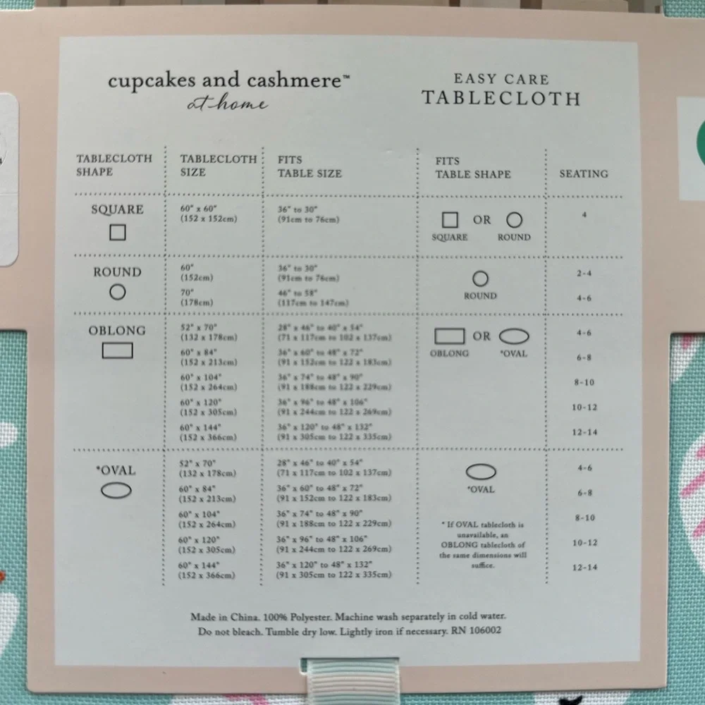 Cupcakes & Cashmere table cover cloth bunny Easter egg blue teal round